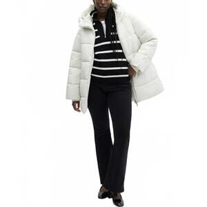 Mango Hood Quilted Coat Puffer Jacket Off White NWT 2XL